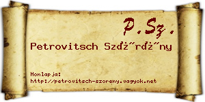 Petrovitsch Szörény névjegykártya